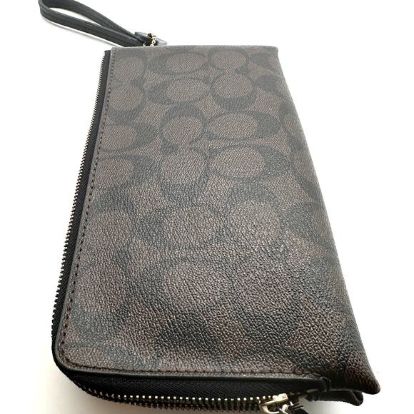 Coach Double Zip Wallet In Signature Canvas, Wristlet - Picture 4 of 13